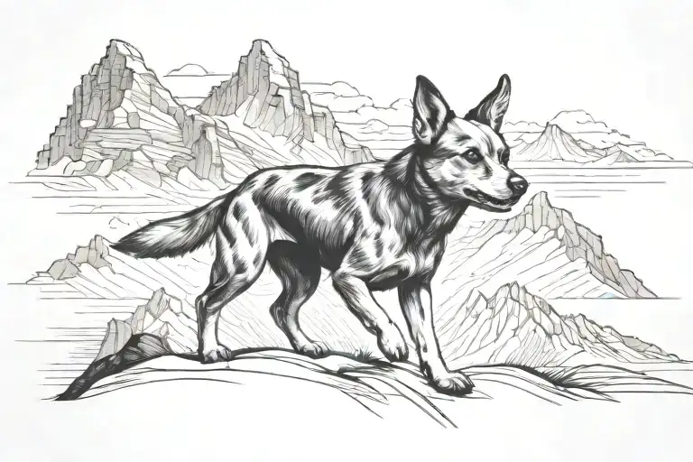 Small Dog Running Across The Base Of A Mountain