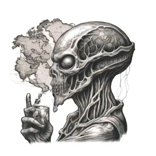 Alien Smoking And The World Map
