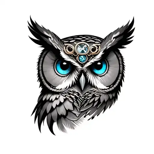 Owl Steam Punk Blue Eyes