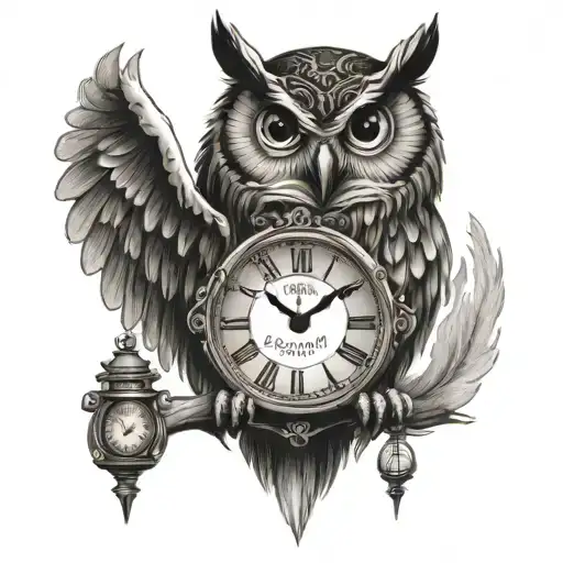 Owl Holding Clock Or Hourglass With This Too Shall Pass Under It