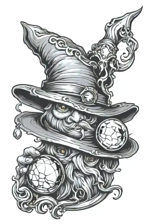 Wizard Hat And Holding Crystal Ball