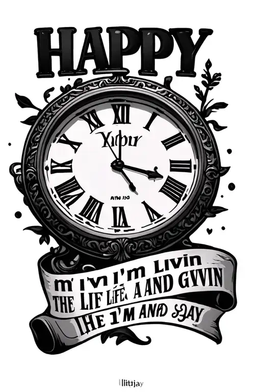 Clock With Roman Numerals And Says Happy I'm Livin The Life I'm Givin And And The Name Liltjay In It
