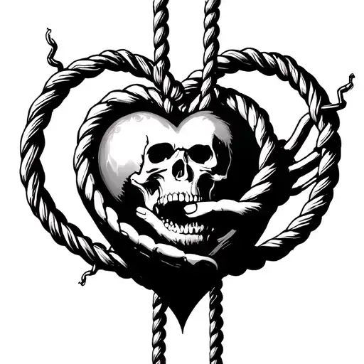 Noose Around A Heart Held By A Grim Reaper
