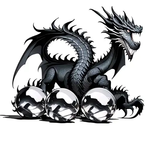 Dragon Guarding 4 Crystal Balls