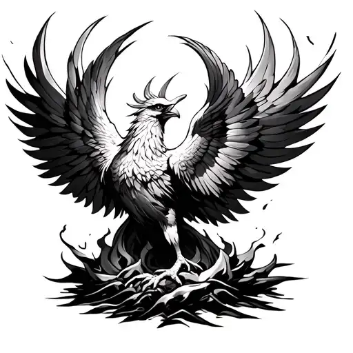 Phoenix Rising From The Ashes Symbolizing Overcoming