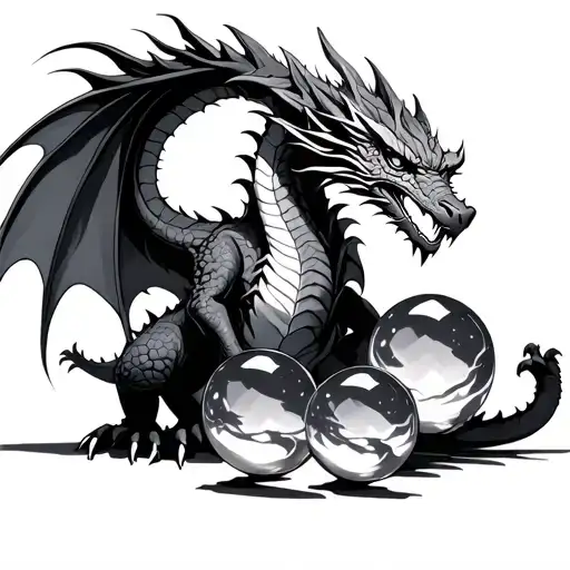 Dragon Guarding 4 Crystal Balls