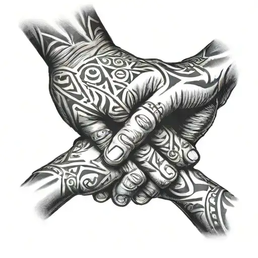 Father And Son Holding Hands Simple Design