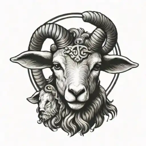 Lamb Head With Jesus Halo Behind Head