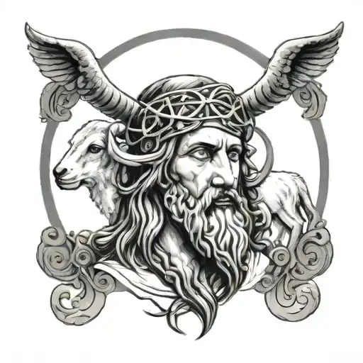 Lamb Of God With Jesus Halo Behind Head