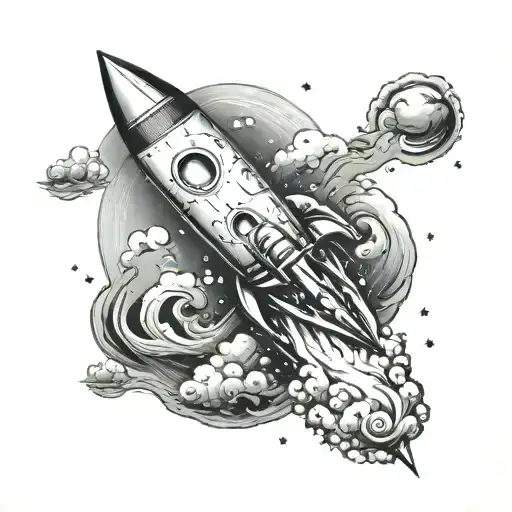 A Rocket Above Ocean