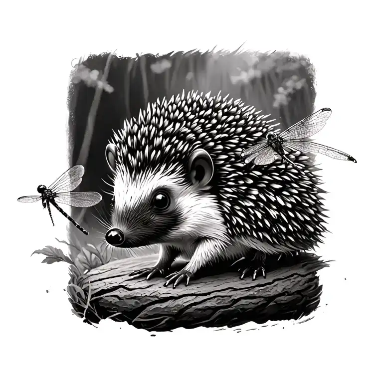 Hedgehog With Dragonfly
