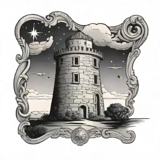 Tarot Card Featuring Martello Tower With Ulysses