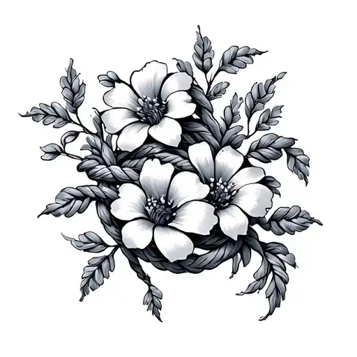 Fishing Rope With Flowers Woven In