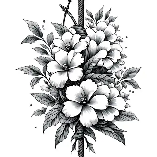 Fishing Rope And Rode With Flowers Woven In