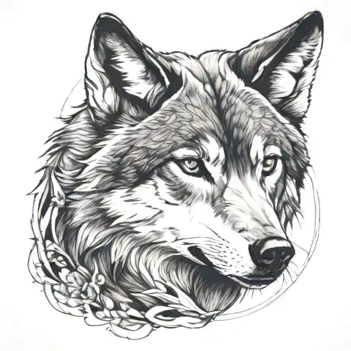 Realistic Sleeve With Wolf And Maybe Woman Face In The Forearm