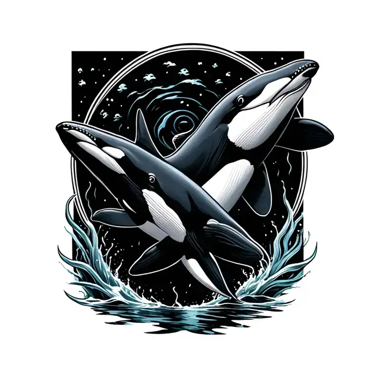 Matching Mother And Son Orca Whale Tatto Idea