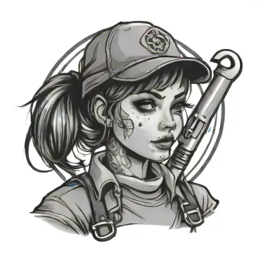 Pretty Girl In Coveralls Im Auto Shop Holding Wrenches Like A Weapon