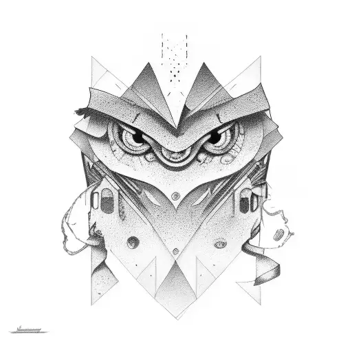 A Graphic Design-themed Tattoo In Black And Grey Style