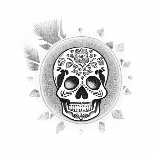 Mexican Sugar Skull With Palm Trees