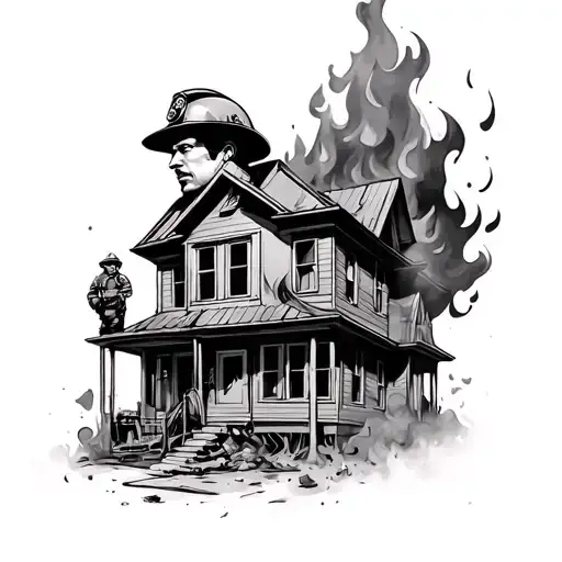Fireman In A House Fire