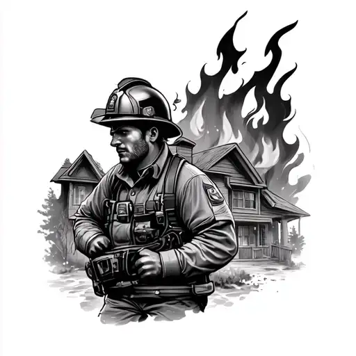 Fireman In A House Fire