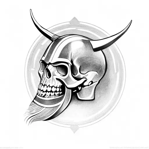 Viking Skull Yelling Looking Up To Right