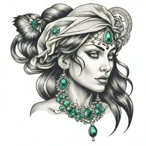 Gypsy Woman With Emerald Gems