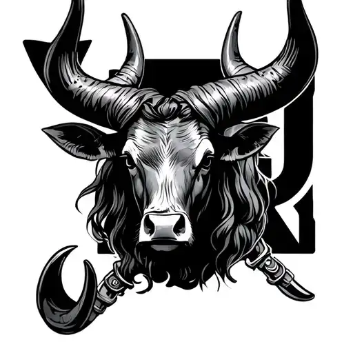 J And K With Bull Horns And Spurs