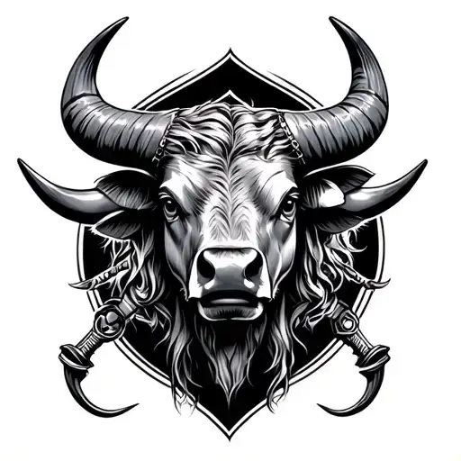 J And K With Bull Horns And Spurs