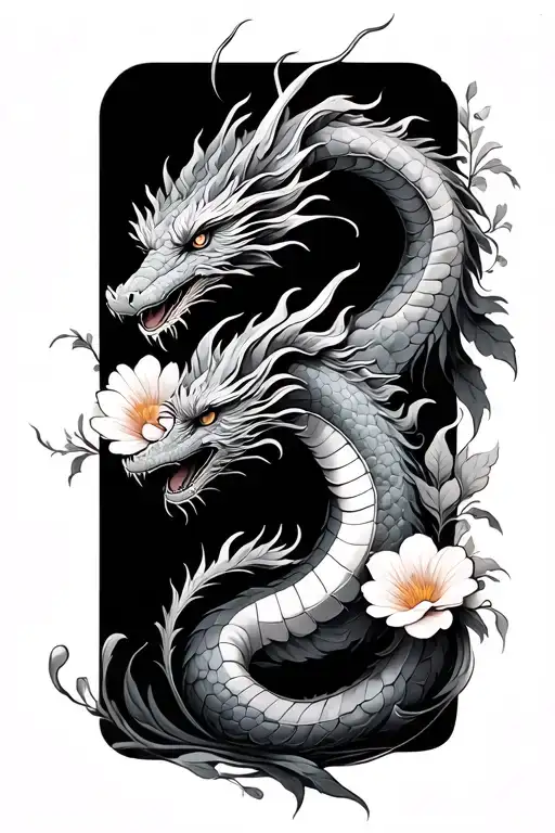 Long Dragon In Flowers