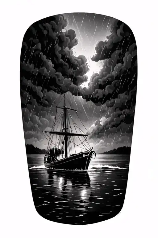Boat On Water During A Storm