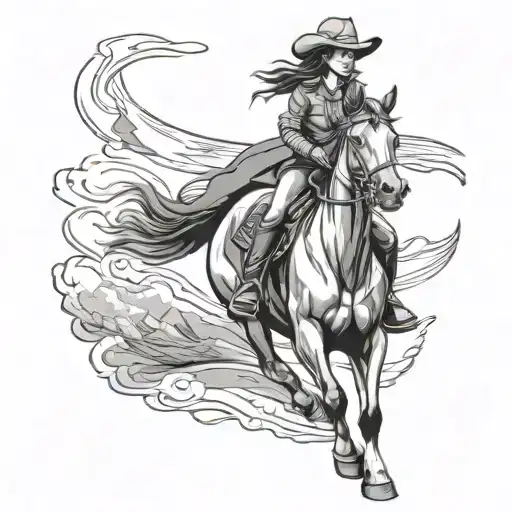 Cowgirl Riding A Horse
