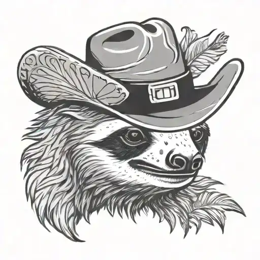 The Head Of A Sloth Wearing A Cowboy Hat