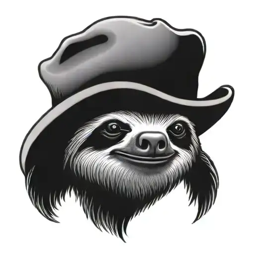 The Head Of A Sloth Wearing A Cowboy Hat