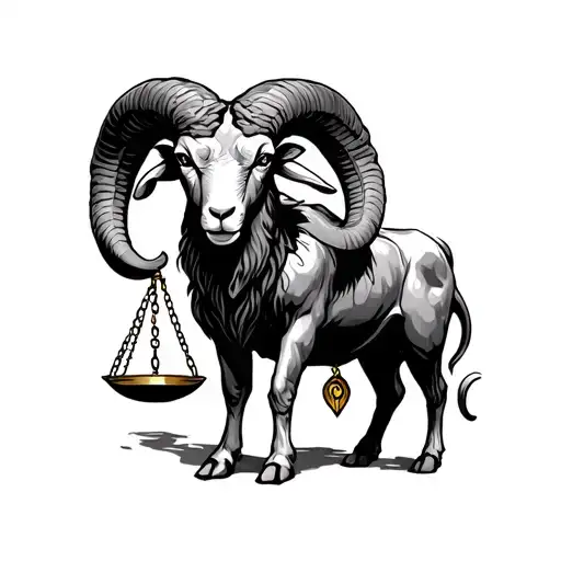 Aries Zodiac Ram With Libra Scales