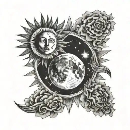 Moon And Sun Setting