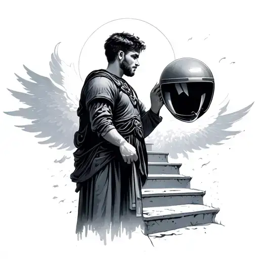 Stairway It Heaven With Guy Holding Helmet