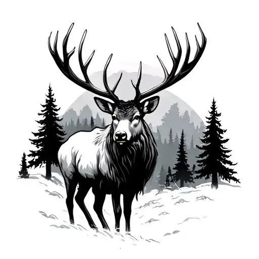 Elk And Trees Background Looking