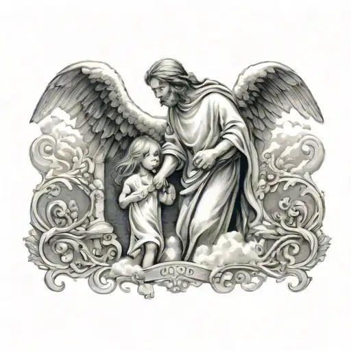 Father Accompanying Daughter To Heaven Gates