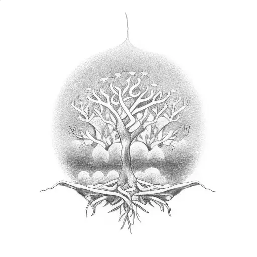 Tree Of Life Tattoo With The Beginning Of Grandparents