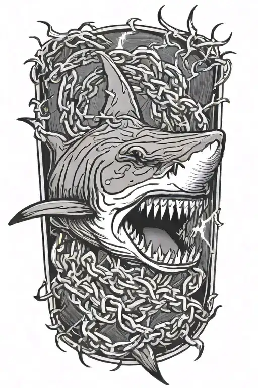 Chained Scared Shark With Lightning