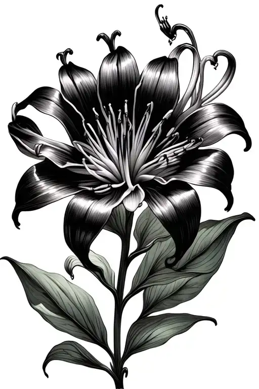 Black Spider Lily Wonder As The Stem