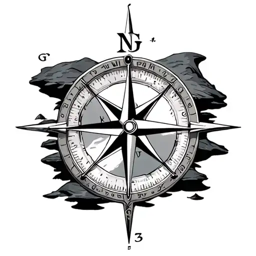 Nautical Compass Surrounded By Islands Lindisfarn