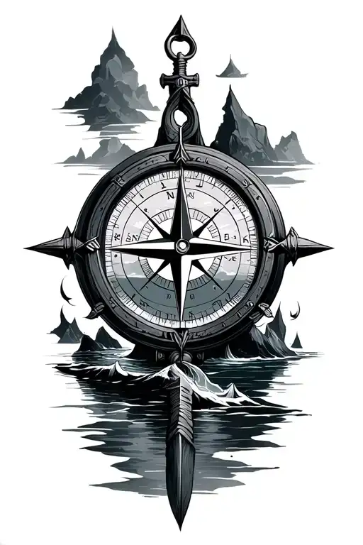 Nautical Compass Surrounded By Islands Lindisfarn