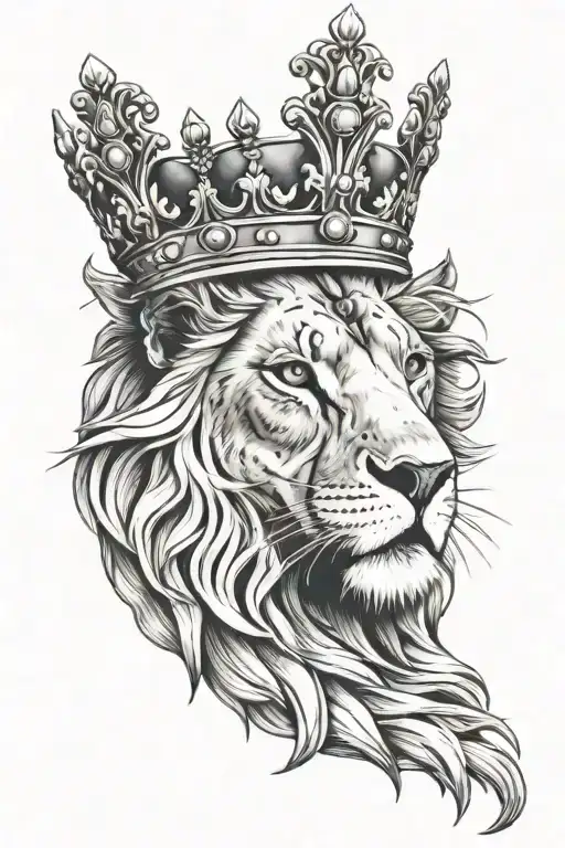 Christian Lion Wearing A Crown Tattoo
