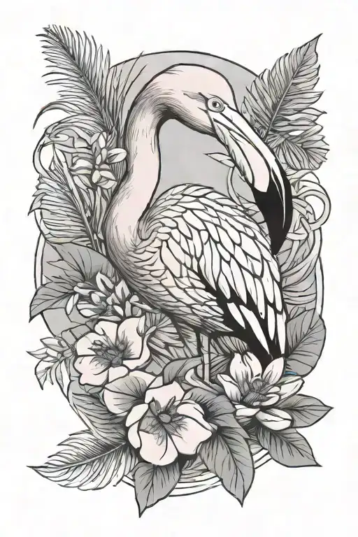 Flamingo With Plant Bicep Wrap