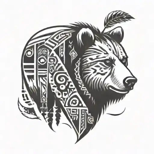 Combine Navajo Symbols With A Bear Silhouette For A Unique