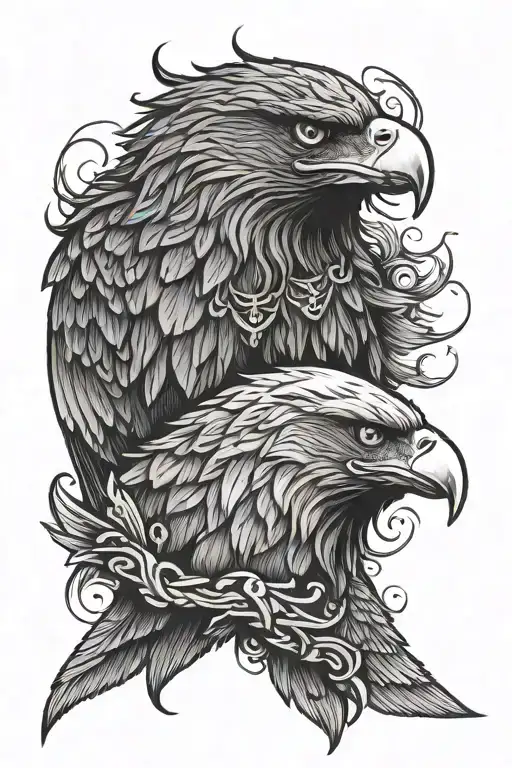 Eagle And Wolf Both Staring