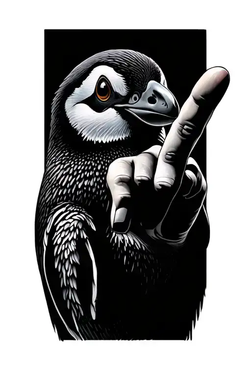 Penguin Shows Middle Finger To The Right