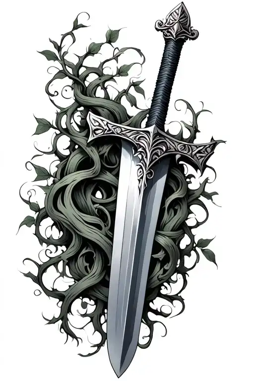 Sword Excalibur Sword Wrapped In Vines